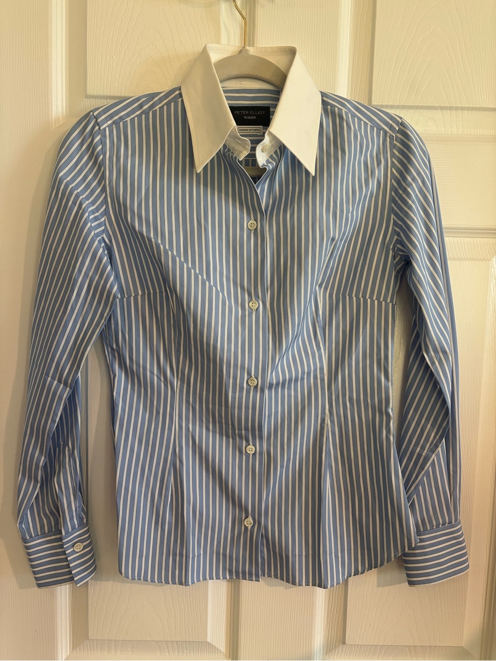 PETER ELLIOT WOMEN Blue and White Striped Shirt size xs